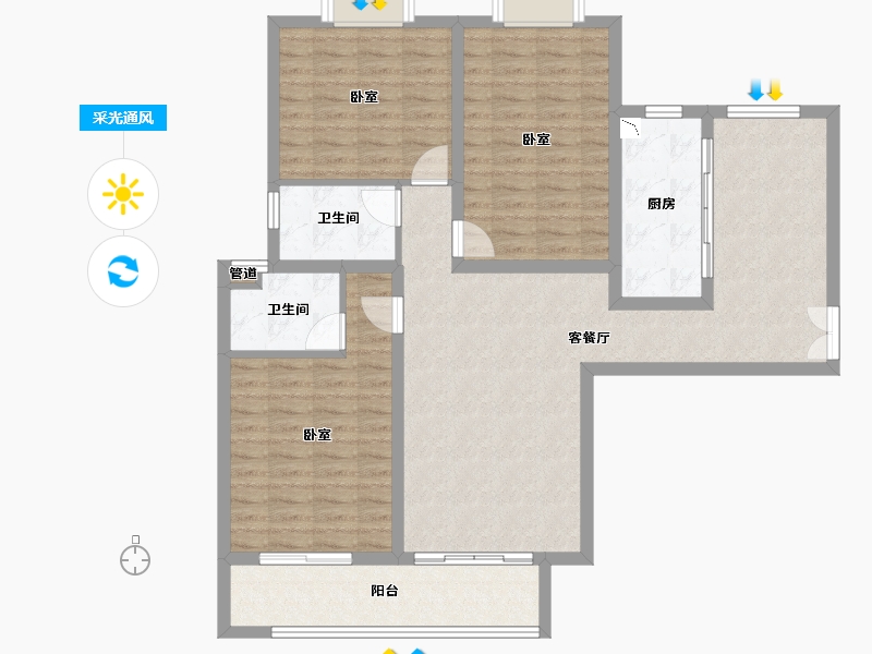 陕西省-渭南市-乐天聚·天籁-110.94-户型库-采光通风