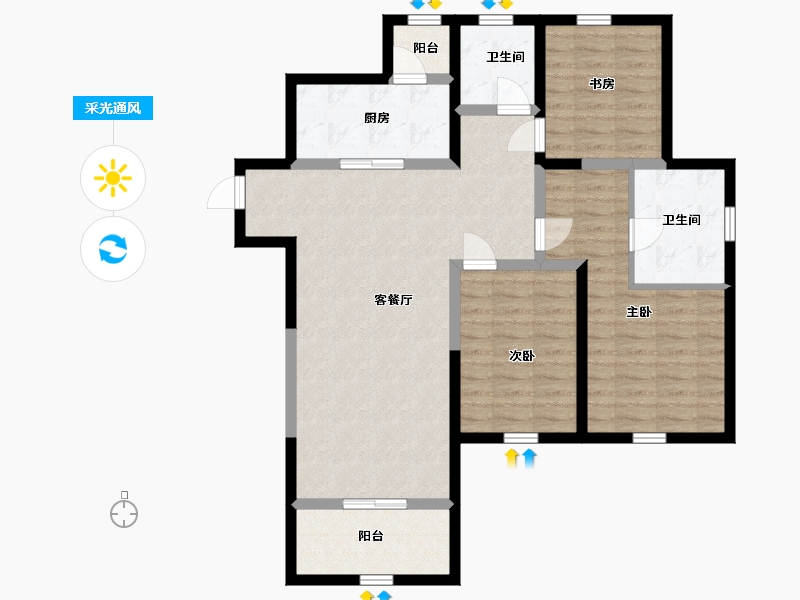 云南省-昆明市-红星天铂-97.44-户型库-采光通风