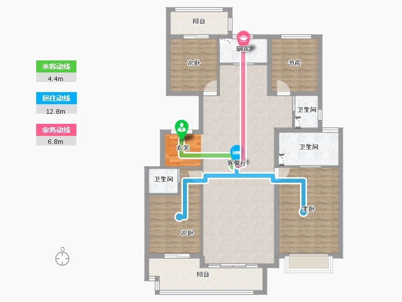 山西省-太原市-当代上品府MOMA-128.69-户型库-动静线