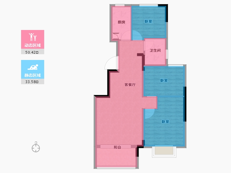 江苏省-无锡市-ΜΟΜΛ春风湖上-75.00-户型库-动静分区