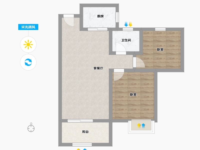 陕西省-咸阳市-沁园春居-61.13-户型库-采光通风