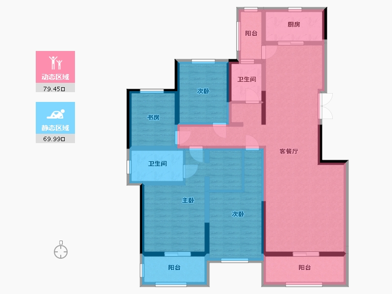 陕西省-西安市-国润城-132.00-户型库-动静分区