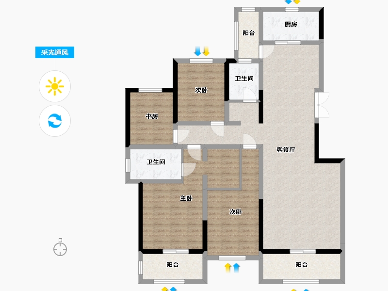 陕西省-西安市-国润城-132.00-户型库-采光通风