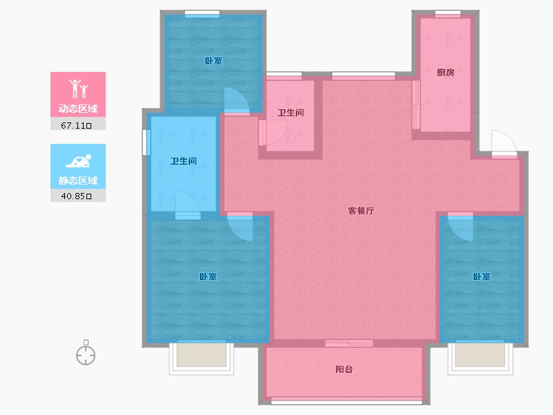 河北省-邢台市-邢台天山熙湖-95.73-户型库-动静分区