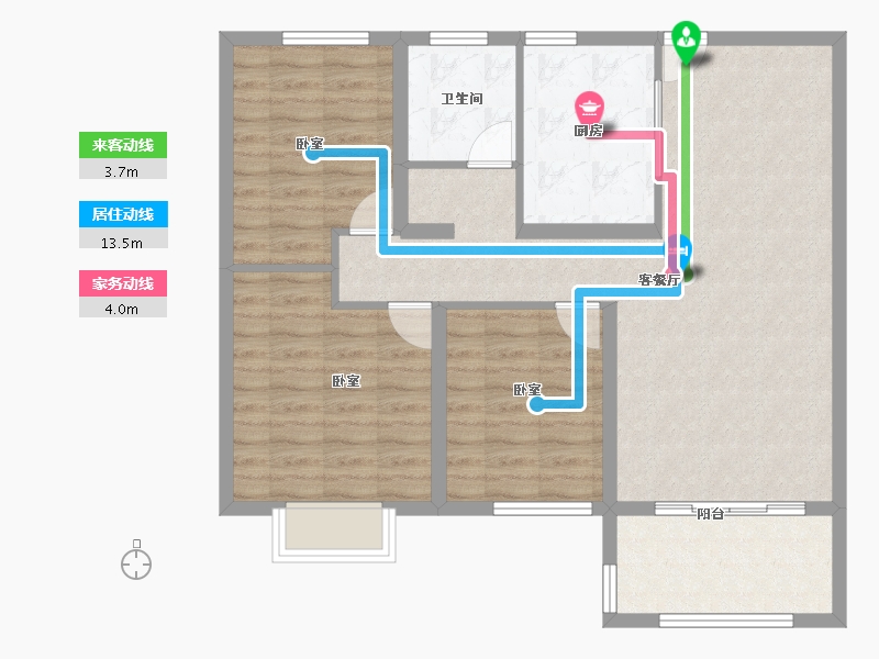 江苏省-无锡市-恒盛第一国际四期颐园-90.58-户型库-动静线