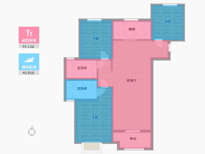 陕西省-西安市-国润城-86.00-户型库-动静分区