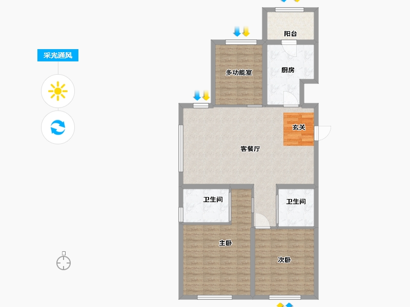 黑龙江省-哈尔滨市-永泰城住宅-97.60-户型库-采光通风