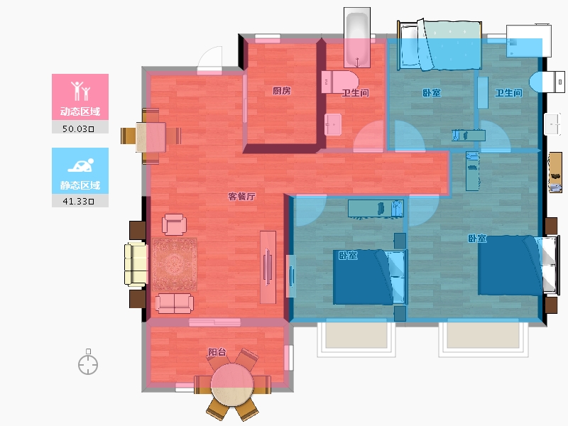 江苏省-南京市-上东逸境-82.00-户型库-动静分区