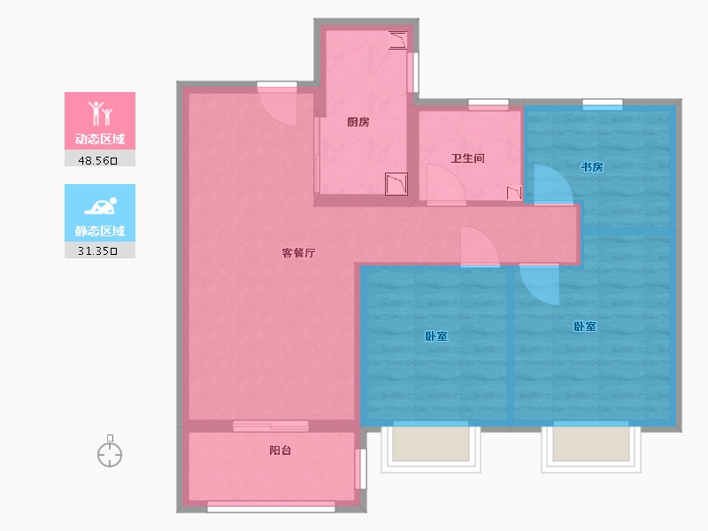 江苏省-南京市-东城金茂悦Ⅱ期-71.00-户型库-动静分区