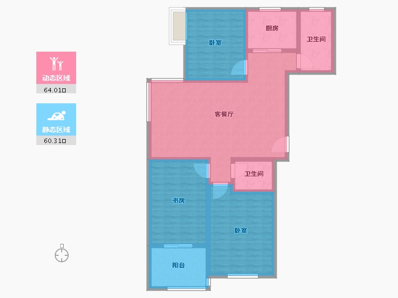 陕西省-咸阳市-林锦庭园-111.67-户型库-动静分区