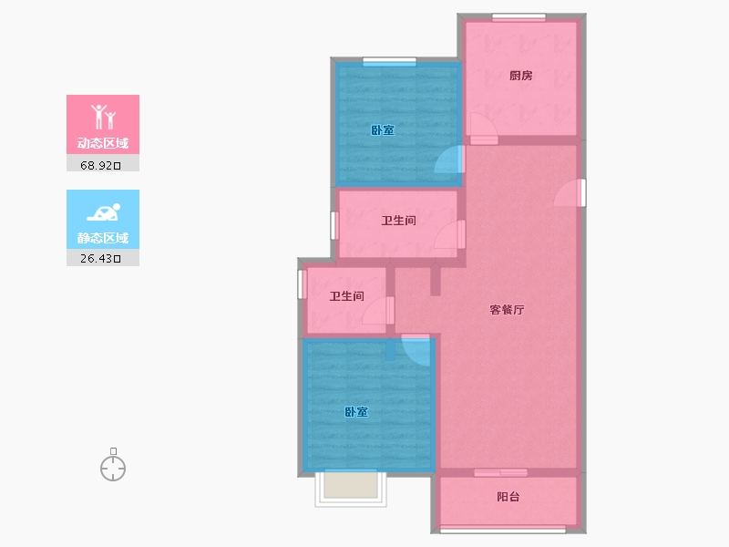 河北省-邢台市-邢台富力城-84.51-户型库-动静分区