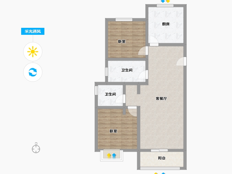 河北省-邢台市-邢台富力城-84.51-户型库-采光通风