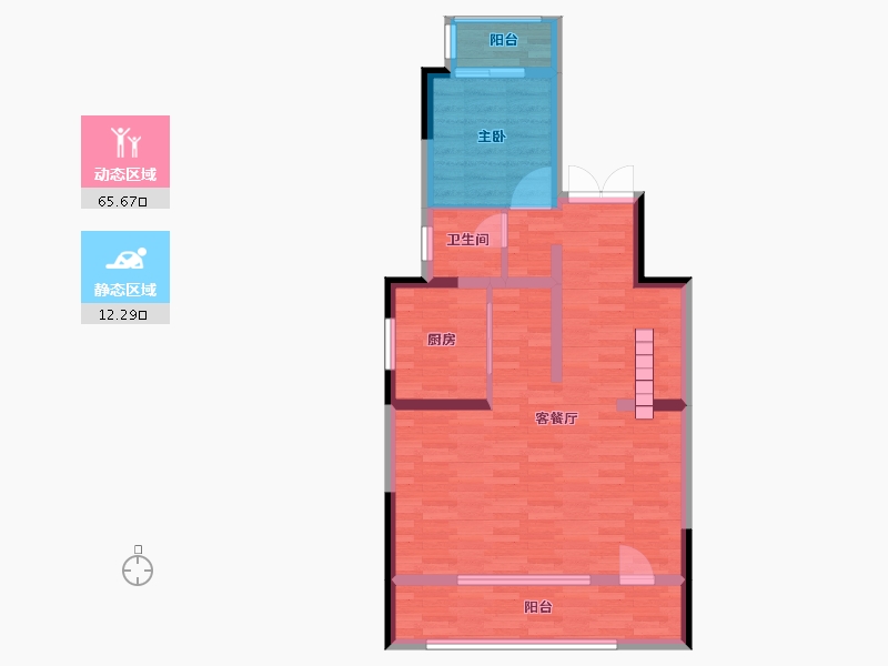 青海省-西宁市-中房海东萨尔斯堡-69.13-户型库-动静分区