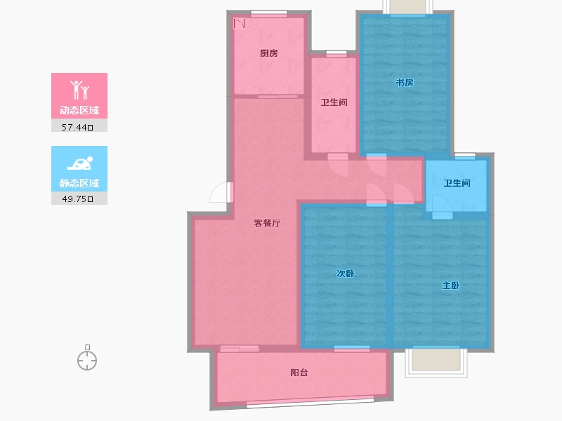 江苏省-淮安市-银河湾-94.39-户型库-动静分区