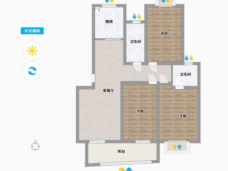 江苏省-淮安市-银河湾-94.39-户型库-采光通风