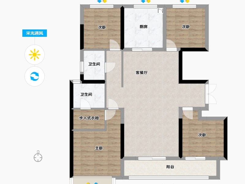 江苏省-盐城市-中海万锦园-102.00-户型库-采光通风