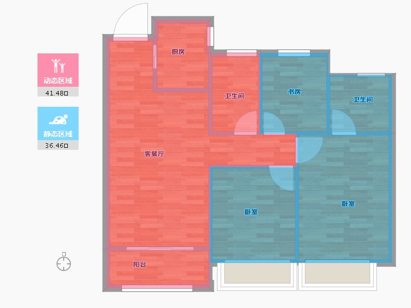 浙江省-宁波市-东茂府-71.06-户型库-动静分区