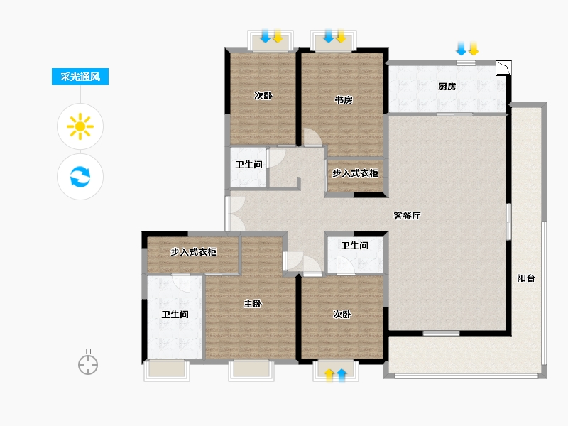 江苏省-南通市-银洲·蝶湖中心悦府-233.60-户型库-采光通风