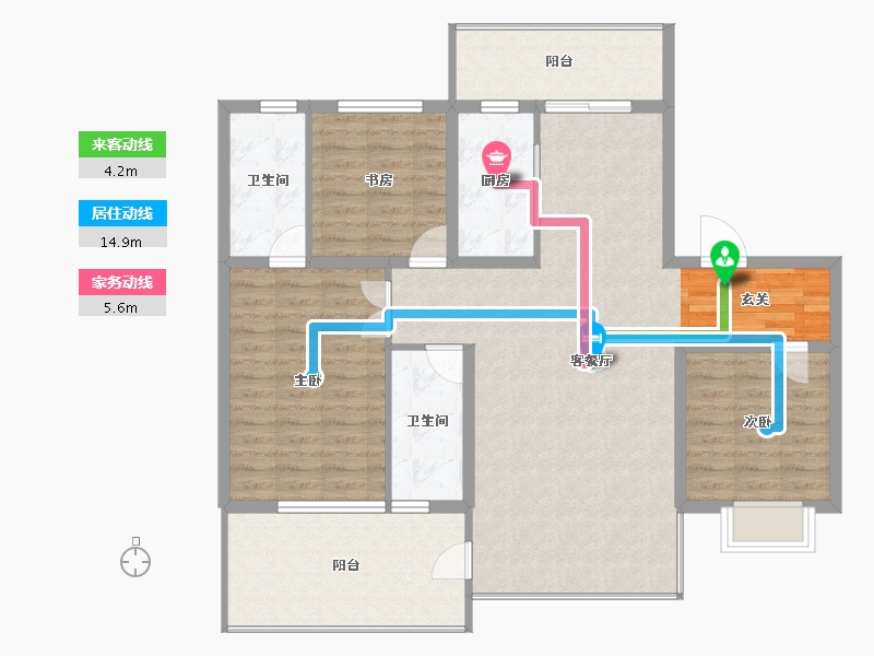 陕西省-宝鸡市-合力紫院-116.89-户型库-动静线