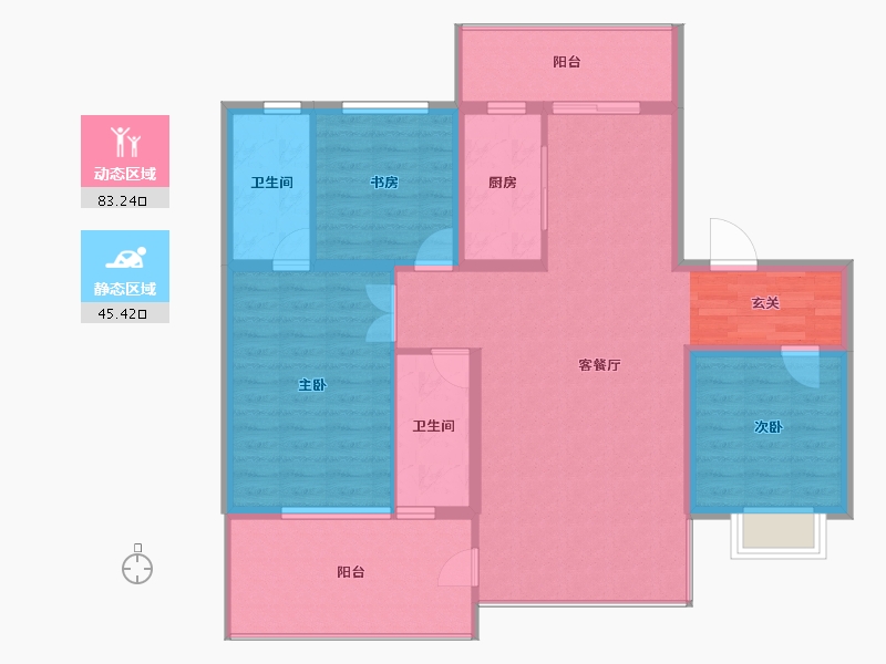 陕西省-宝鸡市-合力紫院-116.89-户型库-动静分区