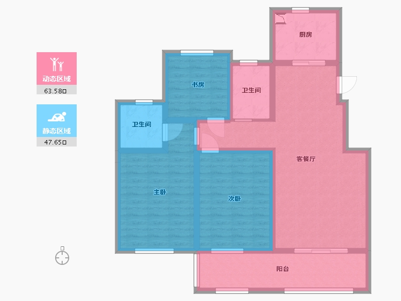 江苏省-淮安市-香格里拉花园-98.40-户型库-动静分区