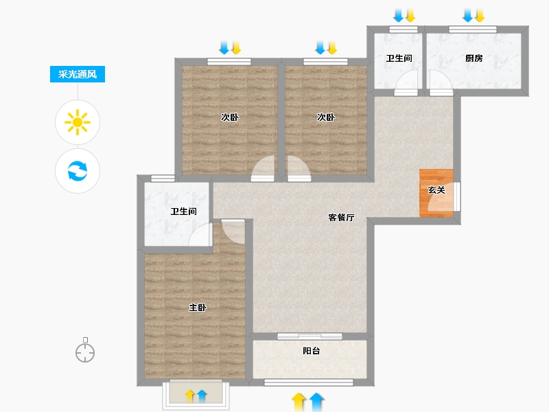 陕西省-宝鸡市-鼎宸上苑-98.00-户型库-采光通风