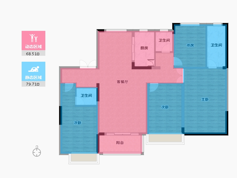 江苏省-徐州市-鼓楼紫云府-134.10-户型库-动静分区