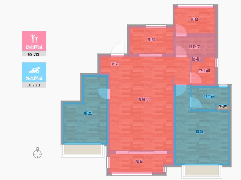 江苏省-苏州市-尚隽华庭-96.20-户型库-动静分区