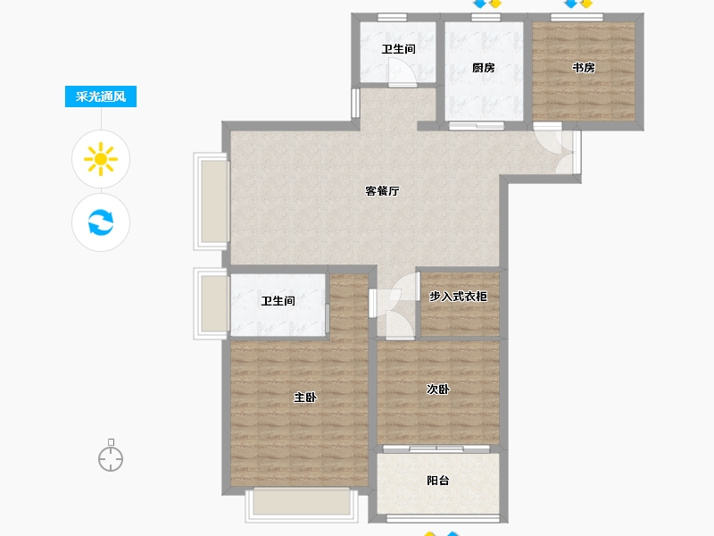 江苏省-淮安市-宏元国际广场-110.20-户型库-采光通风