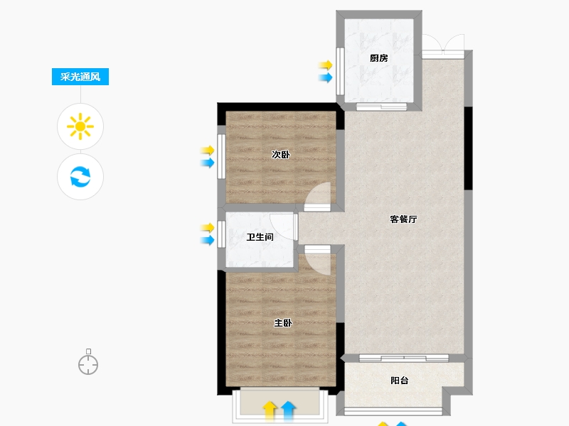 陕西省-安康市-佳境新城-64.62-户型库-采光通风