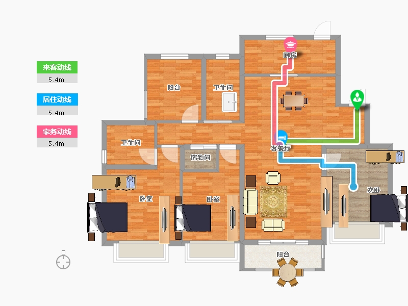 江苏省-扬州市-华建A.R.T上院-112.00-户型库-动静线