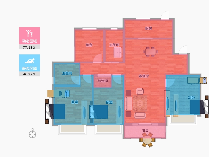 江苏省-扬州市-华建A.R.T上院-112.00-户型库-动静分区