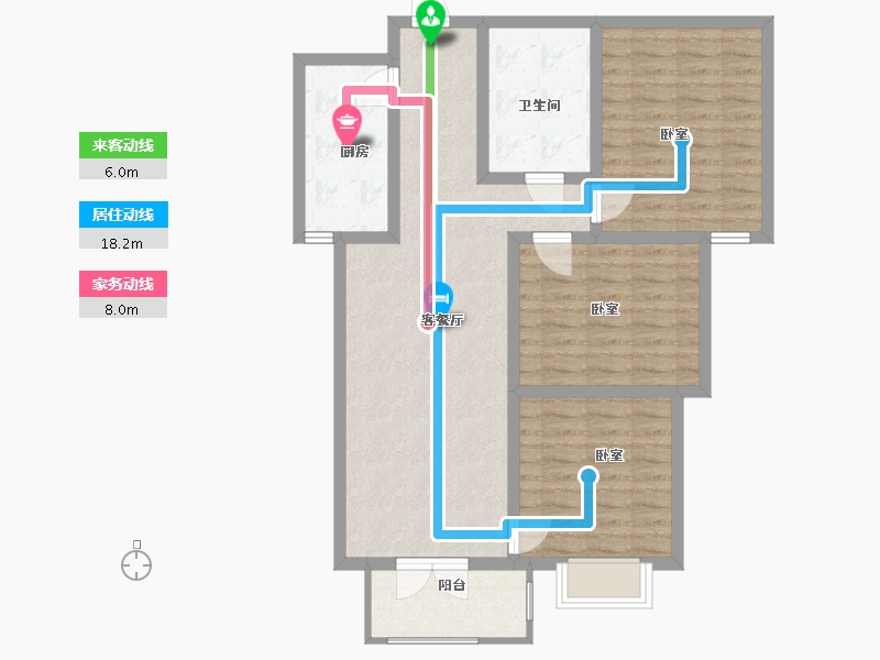 山西省-太原市-半山中庭-92.45-户型库-动静线