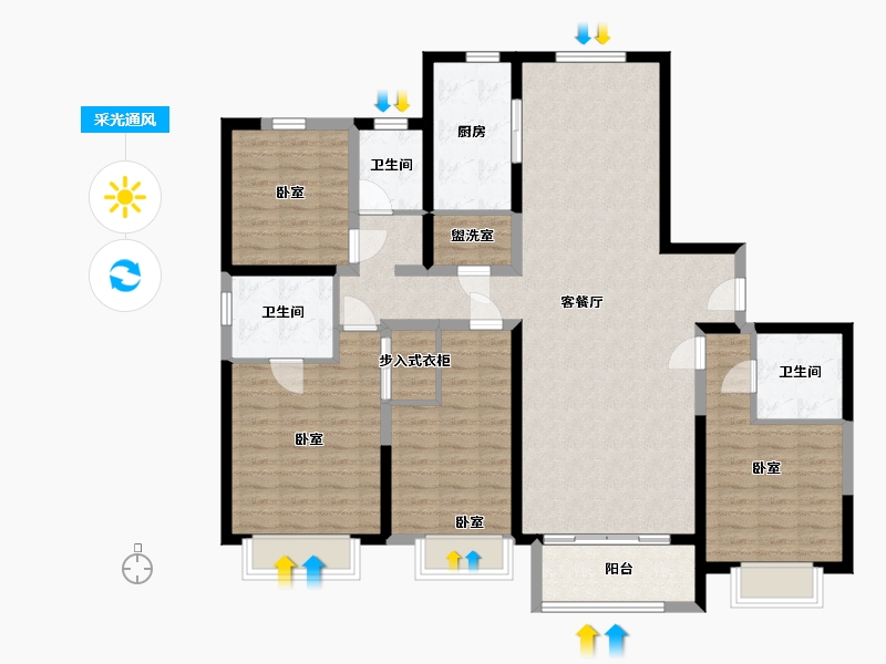 山西省-太原市-太原绿地城-130.99-户型库-采光通风