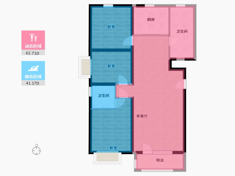 山西省-太原市-华润•中海•凯旋门-94.10-户型库-动静分区