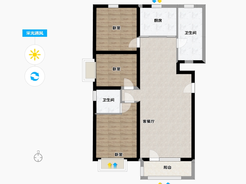 山西省-太原市-华润•中海•凯旋门-94.10-户型库-采光通风