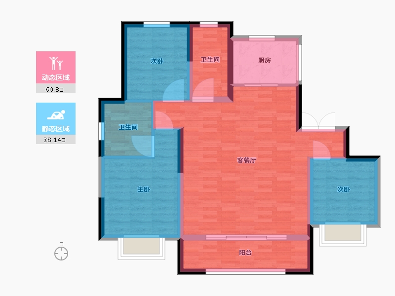 青海省-西宁市-中房海东萨尔斯堡-89.08-户型库-动静分区