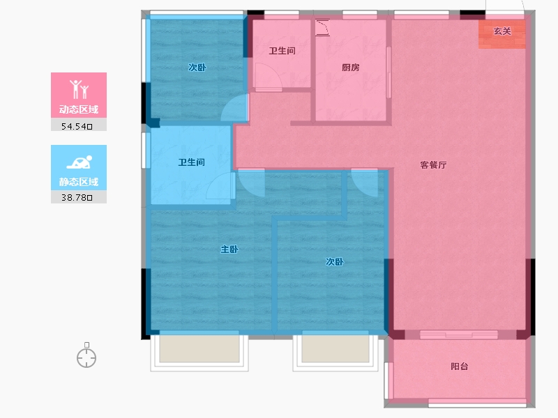 江苏省-南京市-四季金辉观岚-84.00-户型库-动静分区