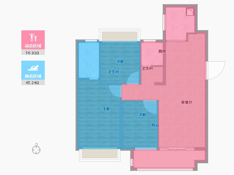 江苏省-苏州市-华侨城翡翠天域-92.00-户型库-动静分区