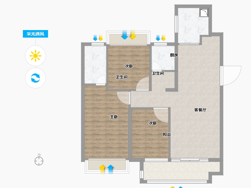 江苏省-苏州市-华侨城翡翠天域-92.00-户型库-采光通风