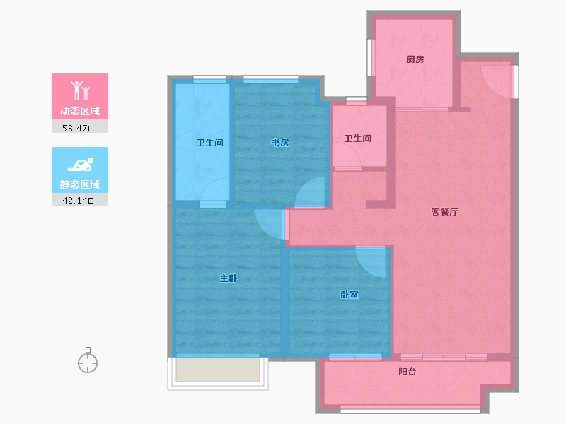 江苏省-扬州市-蓝湾臻园-86.06-户型库-动静分区