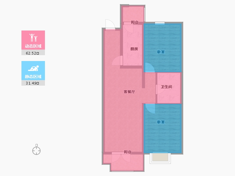 山西省-太原市-半山中庭-84.51-户型库-动静分区