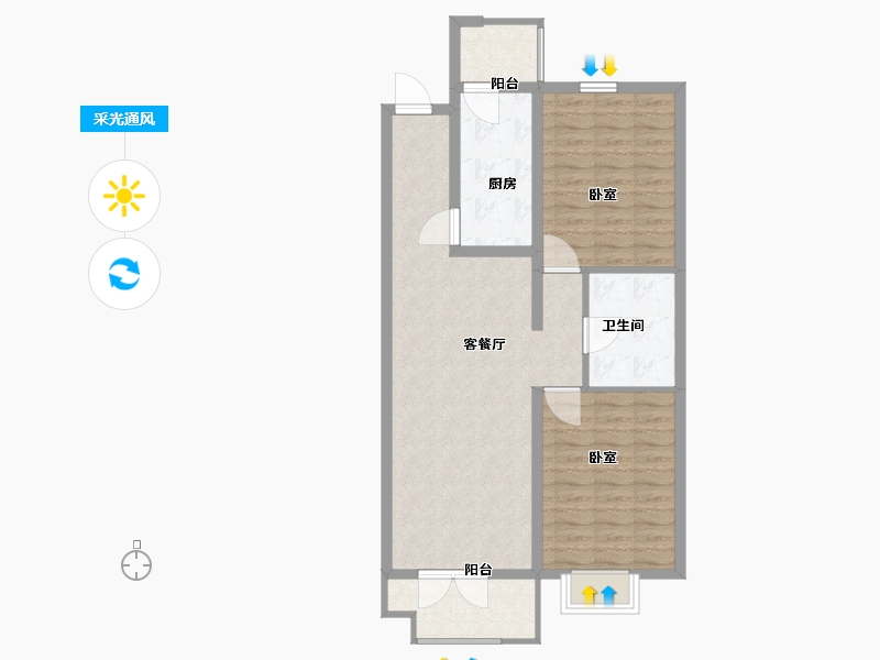 山西省-太原市-半山中庭-84.51-户型库-采光通风