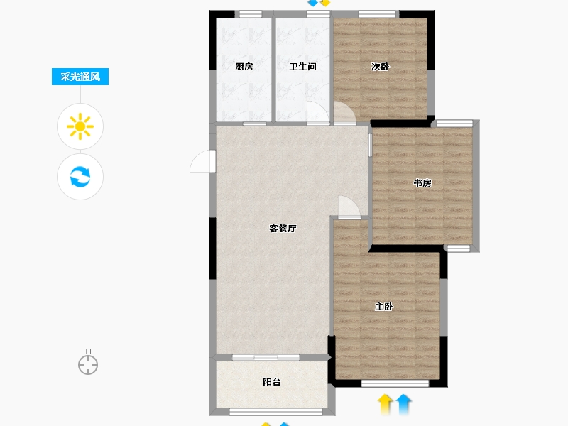 江苏省-淮安市-丽景铂郡-101.50-户型库-采光通风