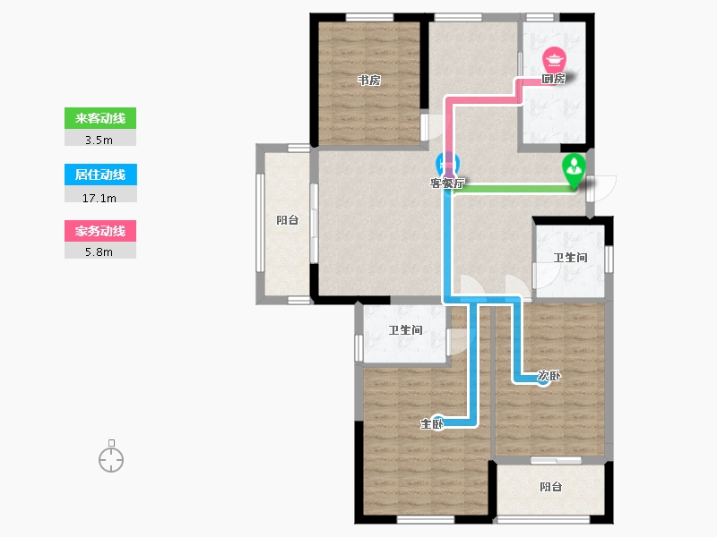 江苏省-淮安市-丽景铂郡-110.61-户型库-动静线