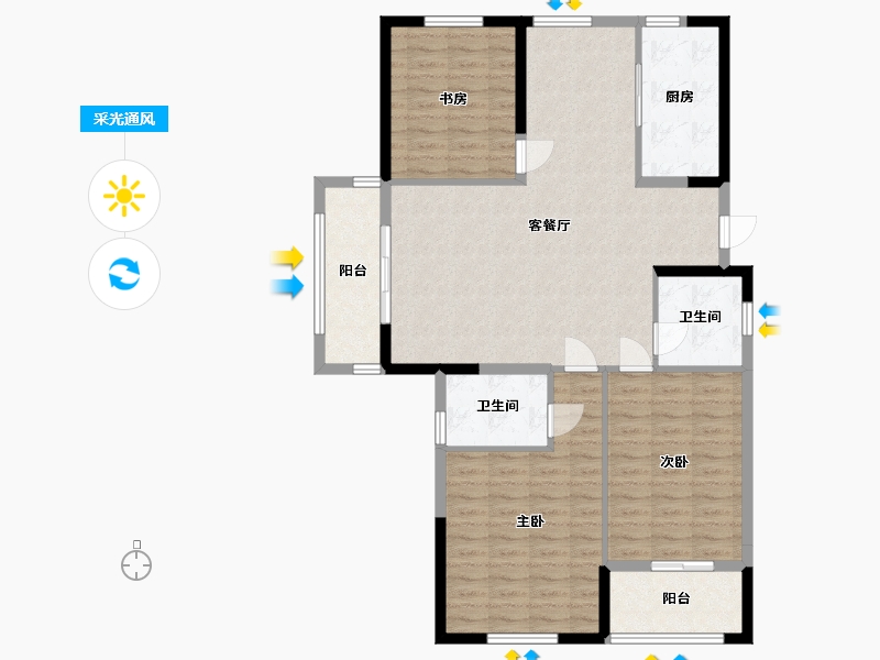 江苏省-淮安市-丽景铂郡-110.61-户型库-采光通风