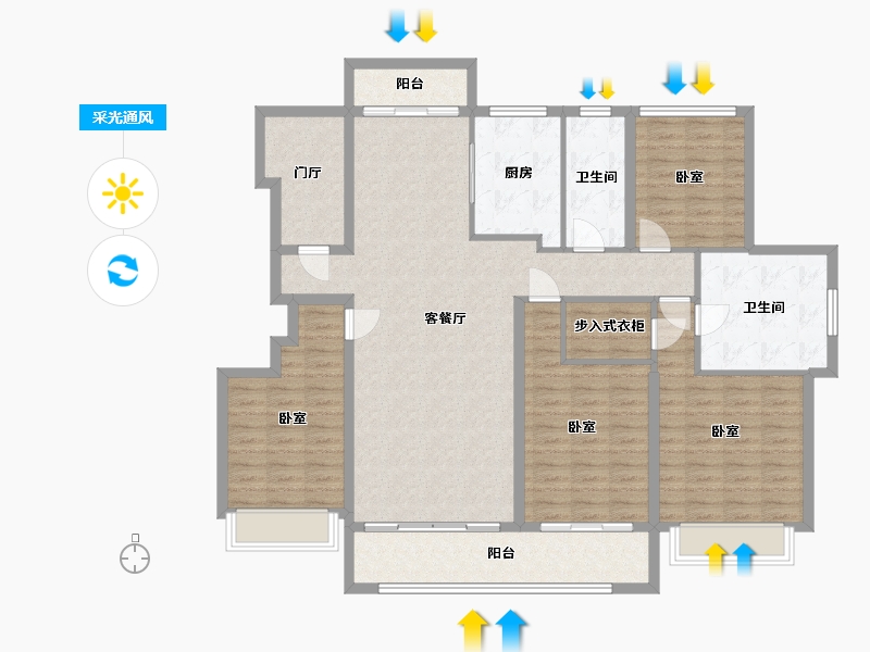 浙江省-杭州市-融创玖樟台-142.08-户型库-采光通风