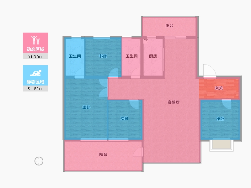 陕西省-宝鸡市-合力紫院-133.11-户型库-动静分区