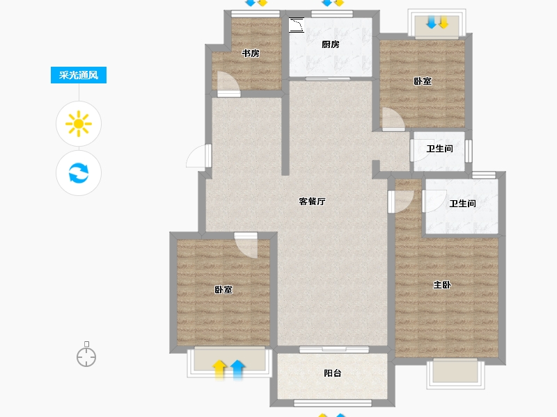 江苏省-无锡市-复地公园城邦达令港-110.28-户型库-采光通风