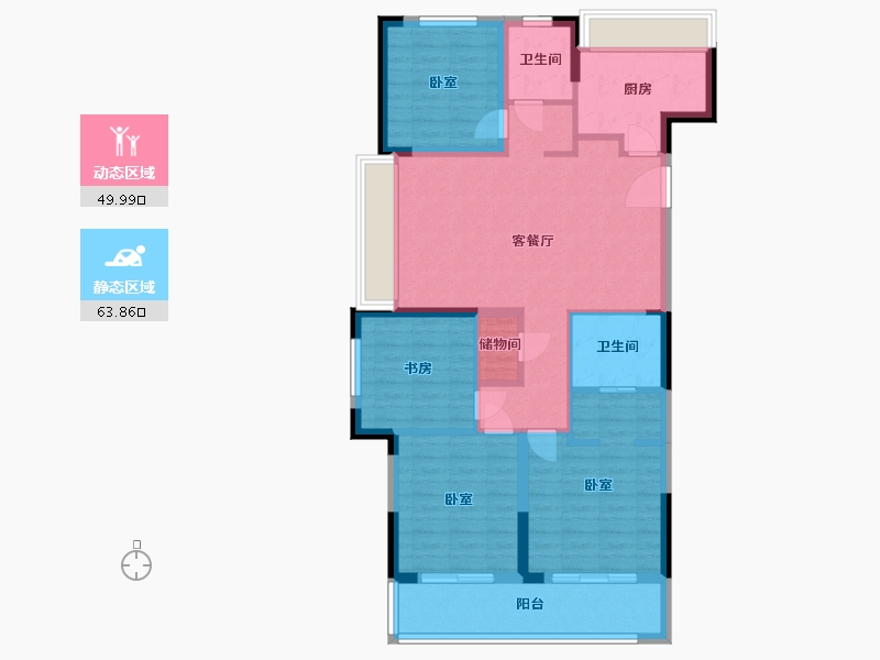 浙江省-杭州市-香栖天第-102.00-户型库-动静分区